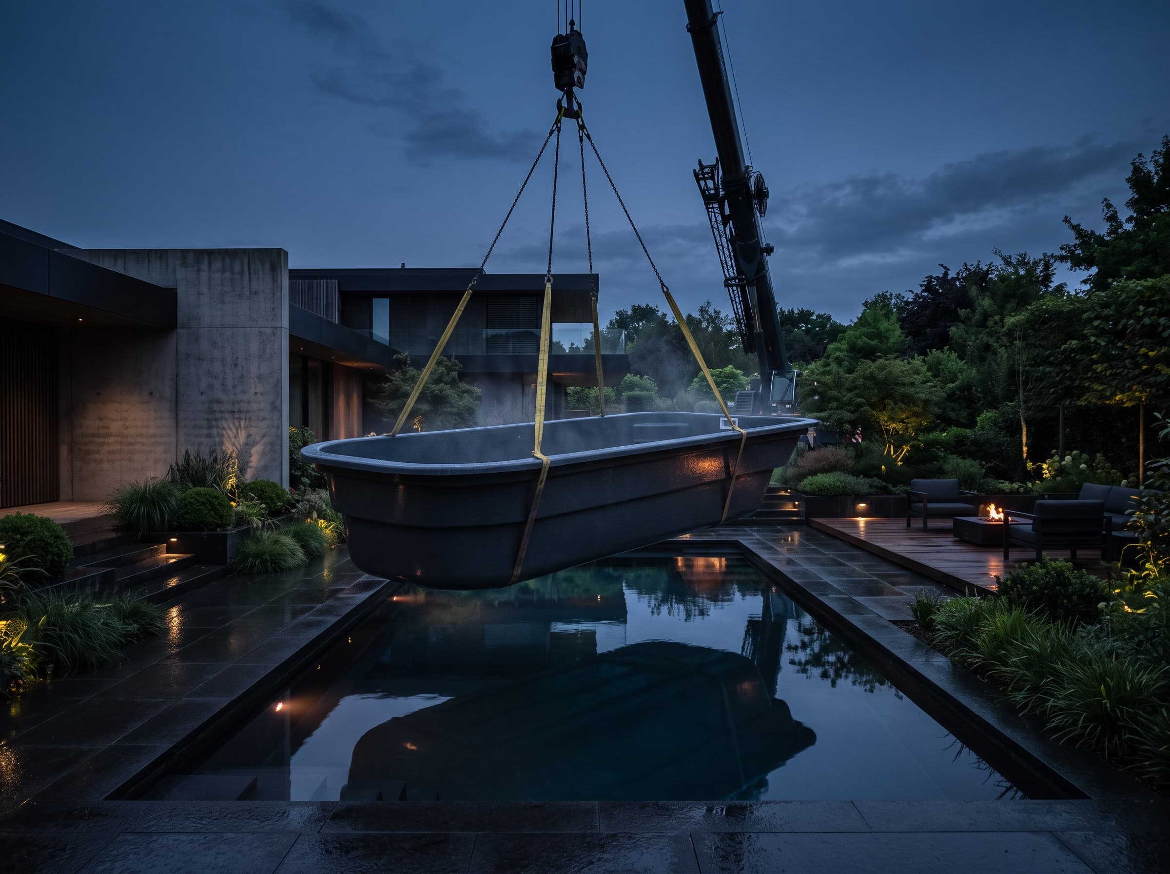 Installation de piscine coque